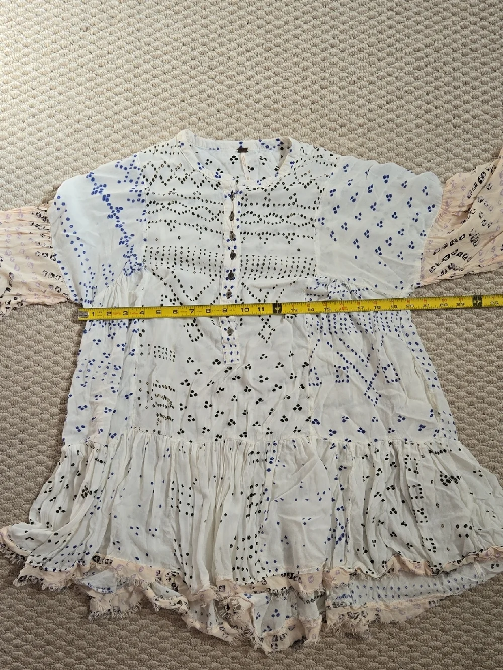 Free People Boho Long Sleeved Shibori Tunic XS - Picture 7 of 7